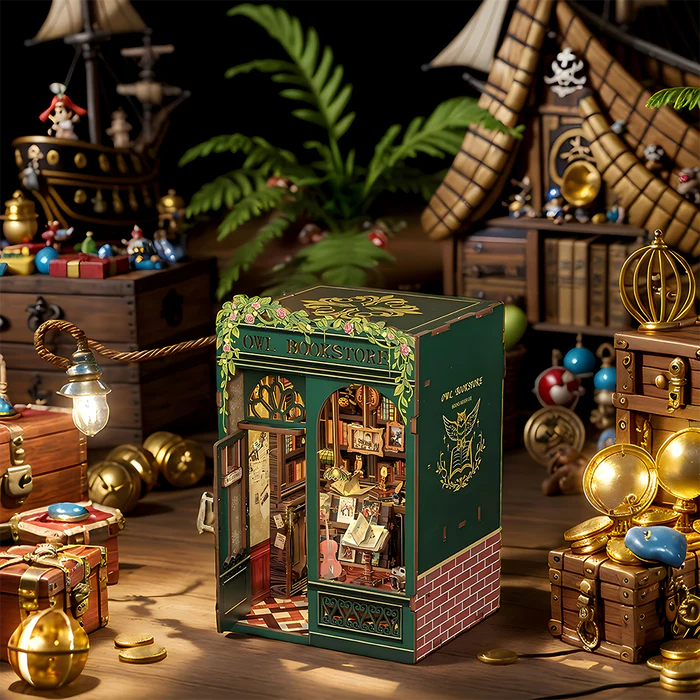 Owl Bookstore DIY Book Nook Kit with LED