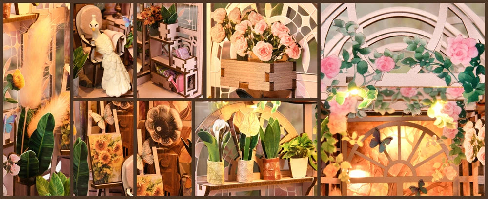 Sunlit Greenhouse DIY Book Nook Kit with LED