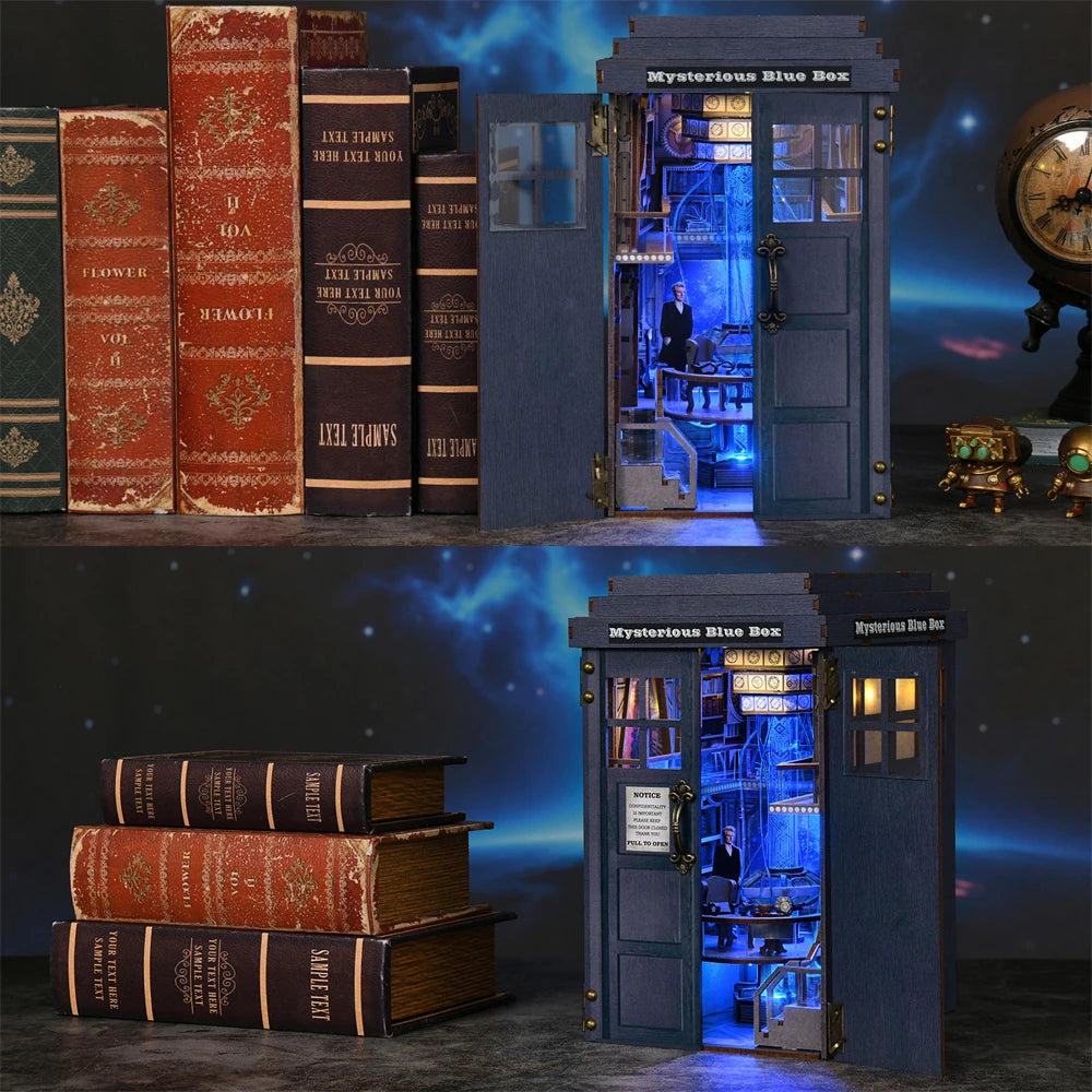 Midnight Telephone Booth DIY Book Nook Kit with LED