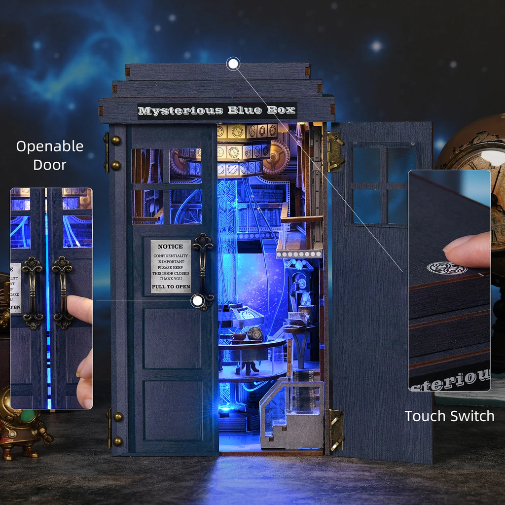 Midnight Telephone Booth DIY Book Nook Kit with LED