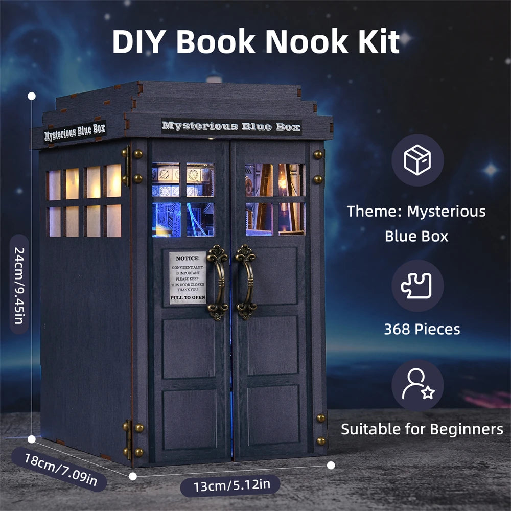 Midnight Telephone Booth DIY Book Nook Kit with LED