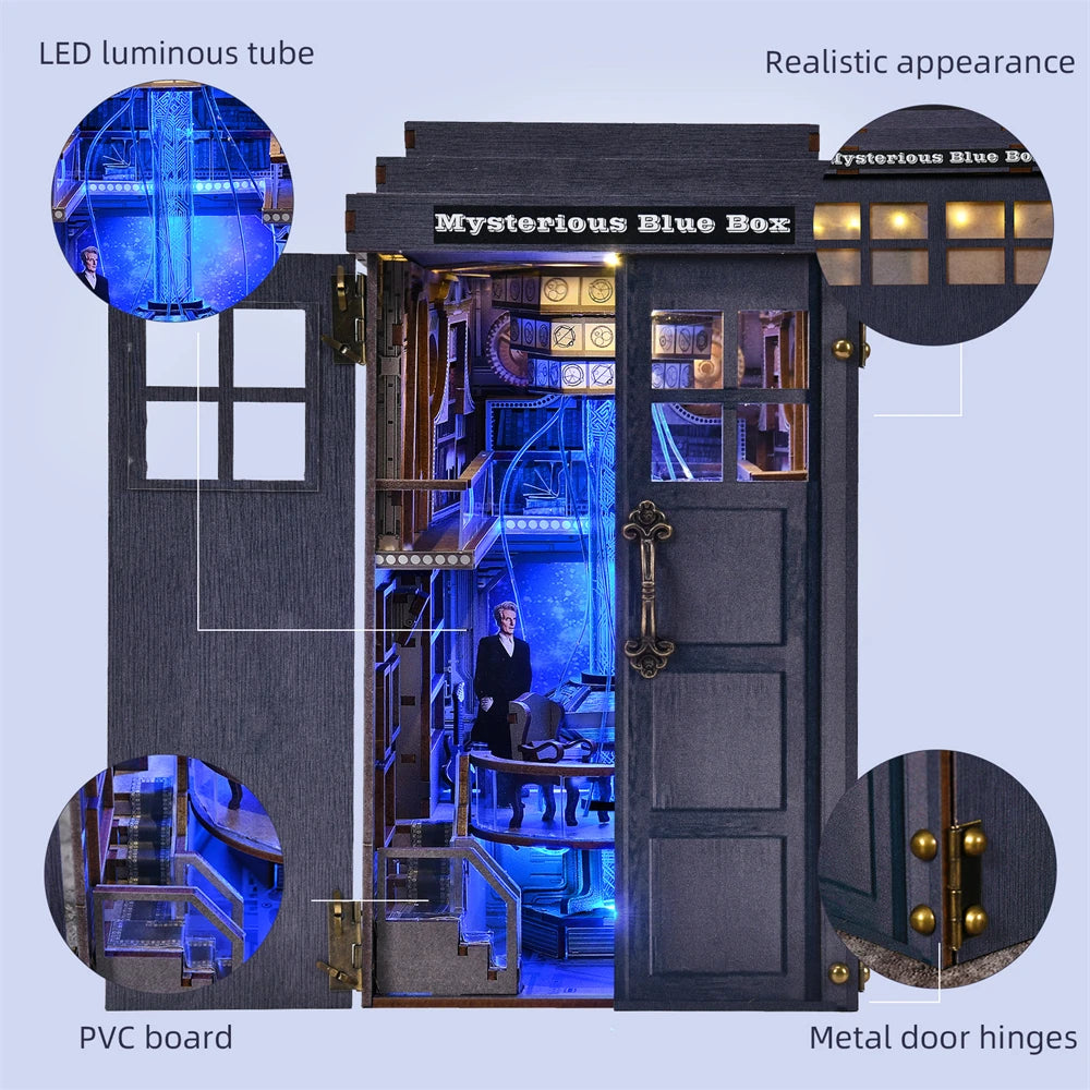 Midnight Telephone Booth DIY Book Nook Kit with LED