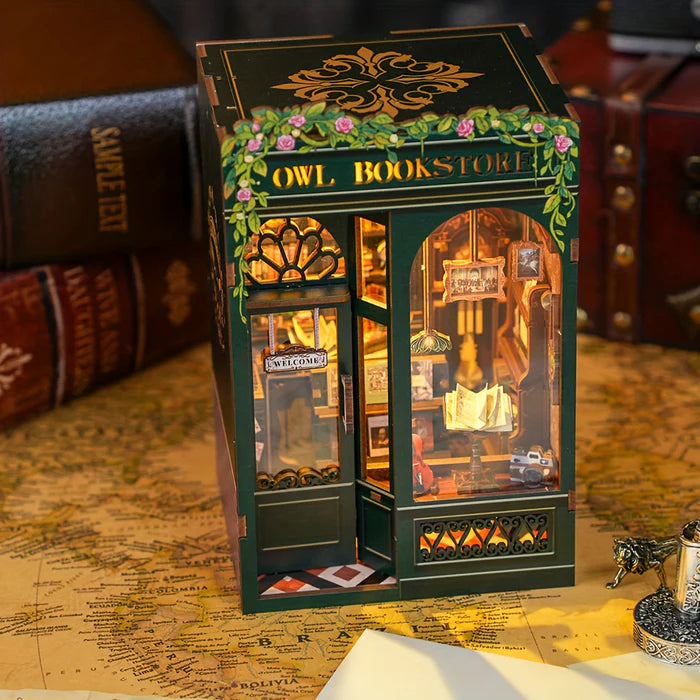 Owl Bookstore DIY Book Nook Kit with LED