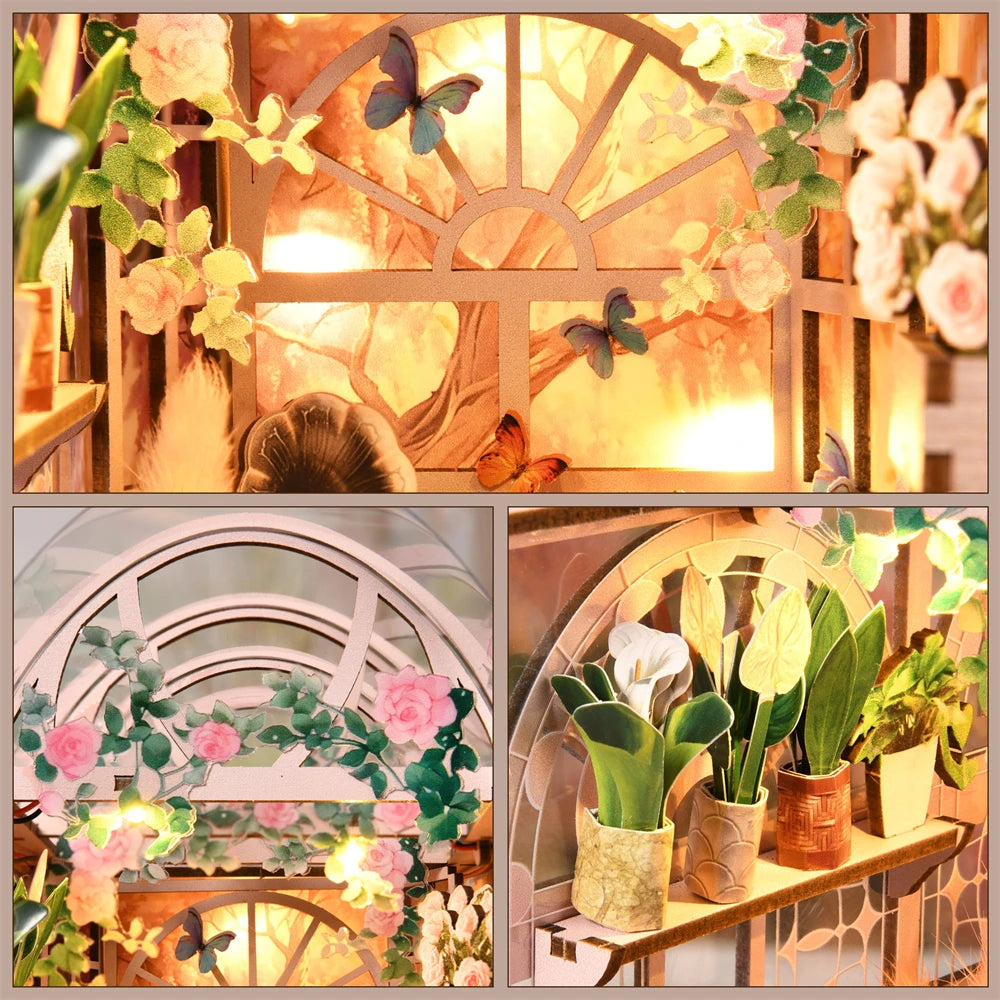 Sunlit Greenhouse DIY Book Nook Kit with LED