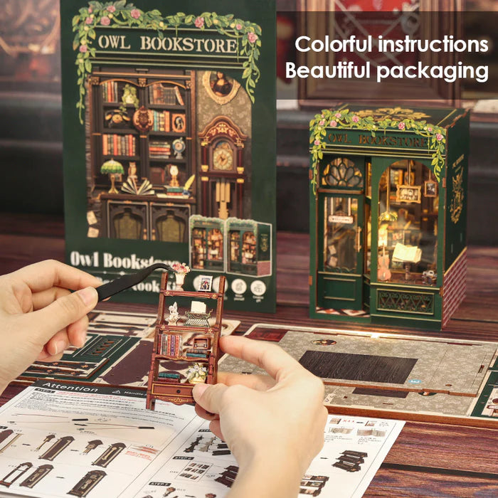 Owl Bookstore DIY Book Nook Kit with LED