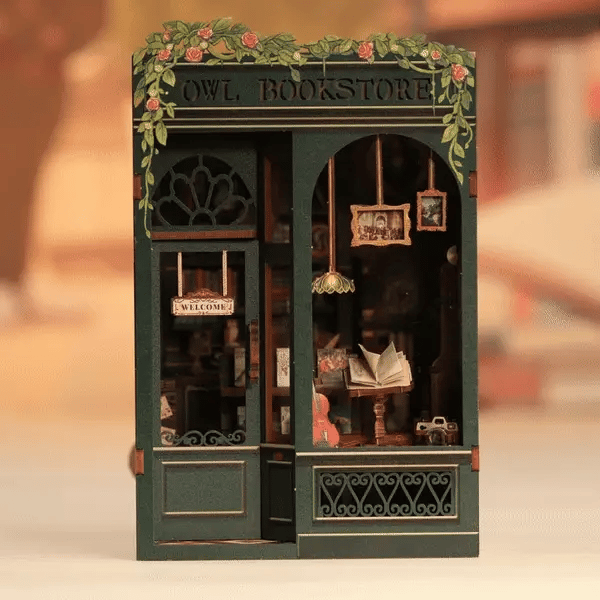 Owl Bookstore DIY Book Nook Kit with LED